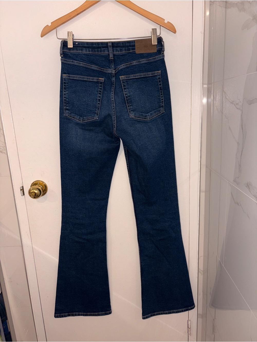 Zara Dark Blue High-Rise Flare Jeans - Picture 2 of 3
